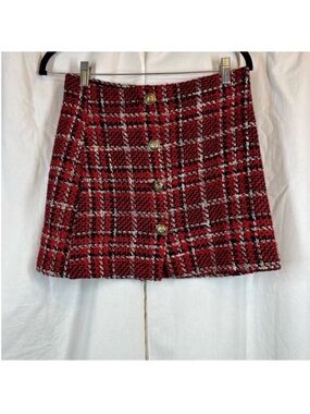 Goodnight Macaroon plaid button front a line mini skirt academia preppy